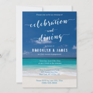 Calligraphy Beach Engagement Party Invite