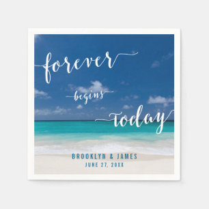 Calligraphy Beach Wedding Napkins
