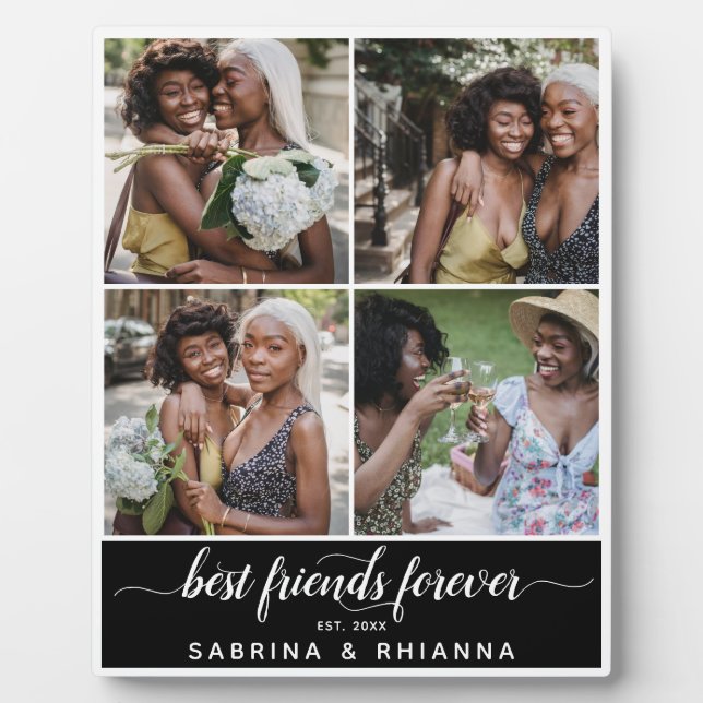 Calligraphy Best Friends Forever Photo Collage Plaque (Front)
