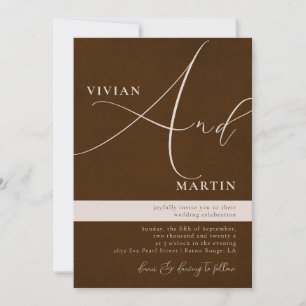 Calligraphy Big Bold "And" Espresso Brown Wedding Invitation