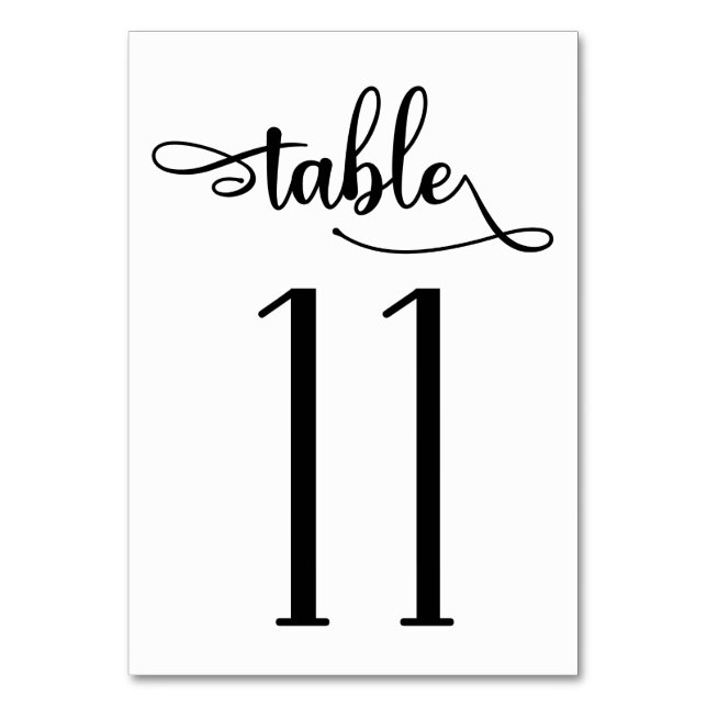 Calligraphy black 3.5x5 table number | Table 11 (Back)