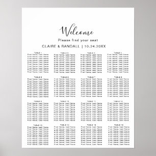 Calligraphy Black and Gray Wedding Seating Chart