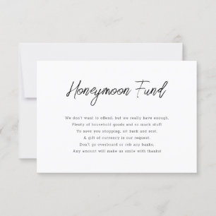 Calligraphy Black and White Honeymoon Fund card