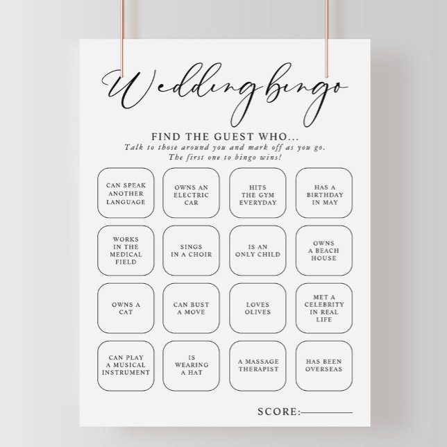 Calligraphy Black and White Wedding Bingo Game (Creator Uploaded)