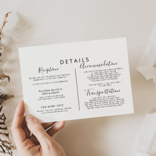 Calligraphy Black and White Wedding Details  Enclosure Card