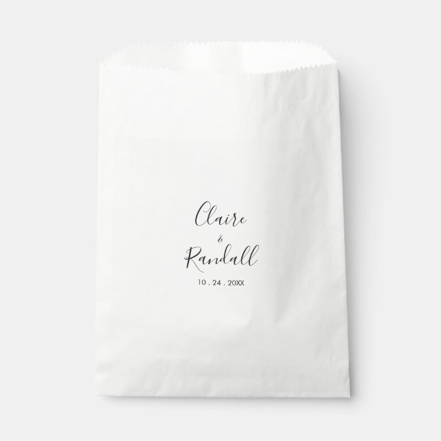 Calligraphy Black and White Wedding  Favour Bag (Front)