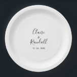 Calligraphy Black and White Wedding  Paper Plate<br><div class="desc">This calligraphy black and white wedding paper plate is perfect for a rustic wedding reception. The design features a beautiful black font in a white white background to embellish your event.</div>