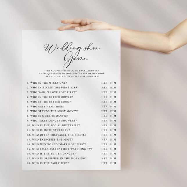 Calligraphy Black and White Wedding Shoe Game (Creator Uploaded)