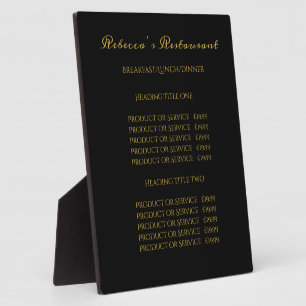 Calligraphy Black & Gold Business Pricing/Service  Plaque