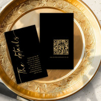 Calligraphy Black Gold QR Code Wedding Details