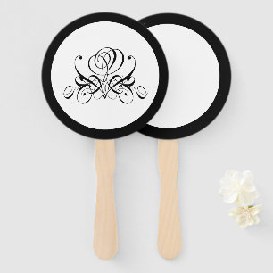 Calligraphy Black Rose Wedding Hand Fan