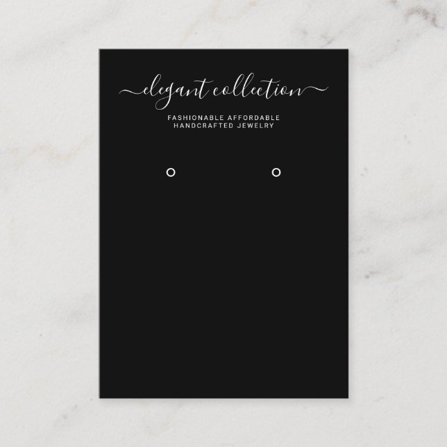 Calligraphy Black White Earring Display Business Card (Front)
