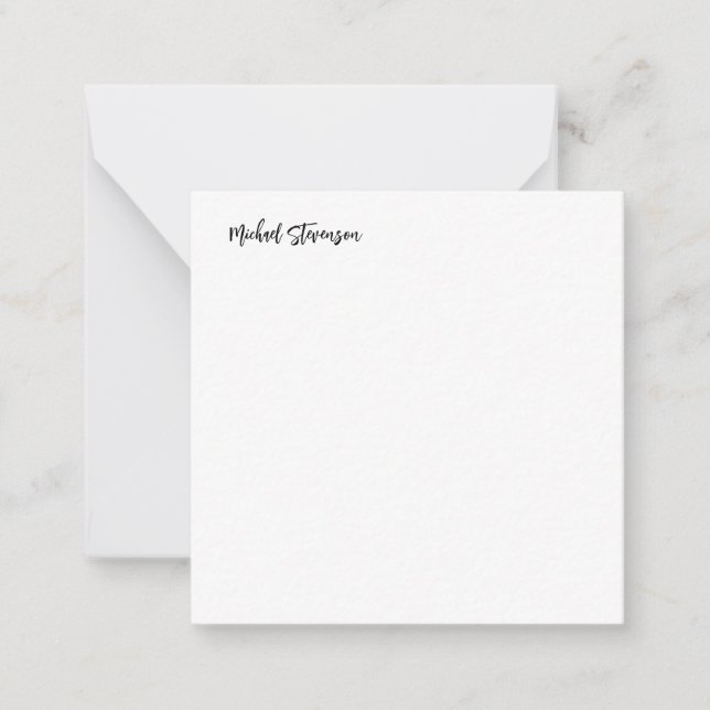 Calligraphy Black White Personalized Plain Modern Card (Front)