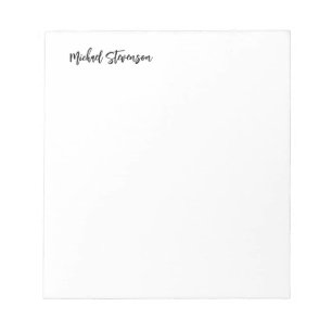 Calligraphy Black White Personalized Plain Modern Notepad