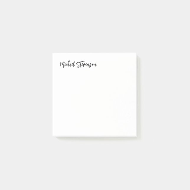 Calligraphy Black White Personalized Plain Modern Post-it Notes (Front)