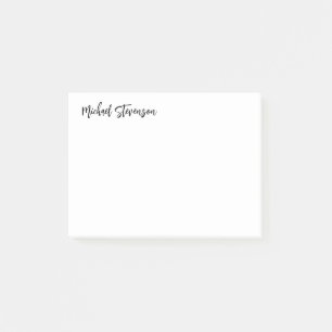 Calligraphy Black White Personalized Plain Modern Post-it Notes