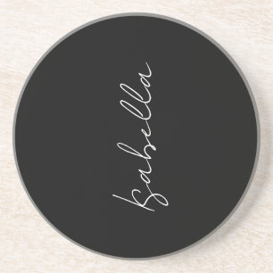 Calligraphy Black White Plain Creative Modern Name Coaster