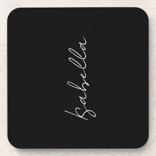 Calligraphy Black White Plain Creative Modern Name Coaster