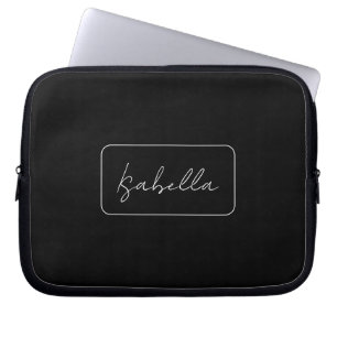 Calligraphy Black White Plain Creative Modern Name Laptop Sleeve