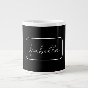 Calligraphy Black White Plain Creative Modern Name Large Coffee Mug