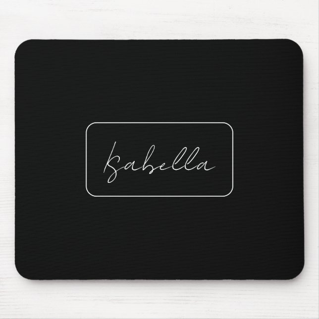 Calligraphy Black White Plain Creative Modern Name Mouse Pad (Front)