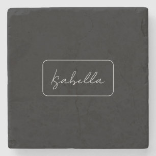 Calligraphy Black White Plain Creative Modern Name Stone Coaster