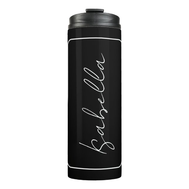 Calligraphy Black White Plain Creative Modern Name Thermal Tumbler (Front)