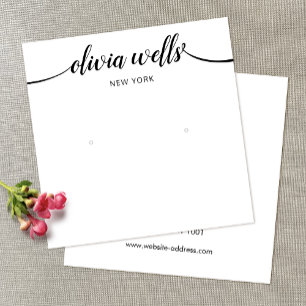 Calligraphy Black White Stud Earring Display Card