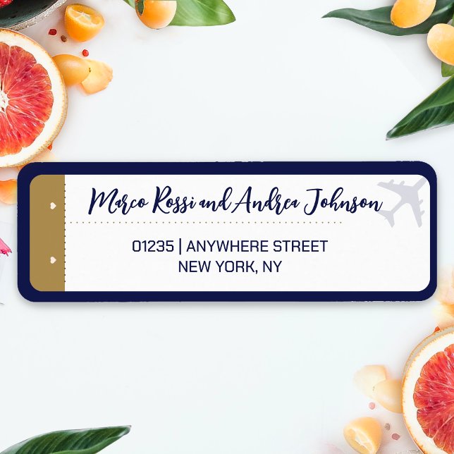 Calligraphy Boarding Pass Mariage Adresse de retou (Boarding Pass Wedding Return Address Label)