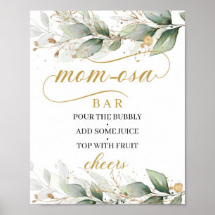Calligraphy boho eucalyptus gold mom-osa bar sign