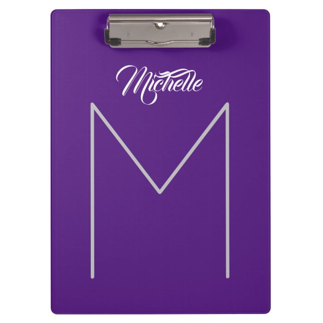 Calligraphy Bold Monogram Name Modern Minimalist Clipboard (Front)