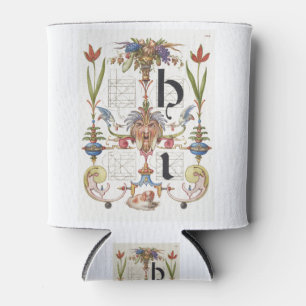 CALLIGRAPHY BOTANICAL LETTER I HOEFNAGEL ALPHABET CAN COOLER