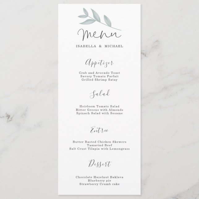 Calligraphy Botanical Wedding Menu (Front)