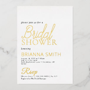 Calligraphy Bridal Shower Real Foil Invitation