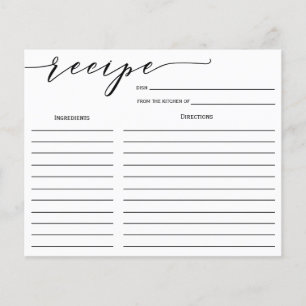 Calligraphy Bridal Shower Recipe Card