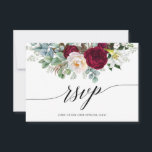 Calligraphy Burgundy Floral Wedding RSVP Card<br><div class="desc">Modern Calligraphy Script,  Elegant Watercolor Burgundy Floral,  Greenery Wedding RSVP Card includes peonies,  eucalyptus leaves and other beautiful greenery. White Back.</div>