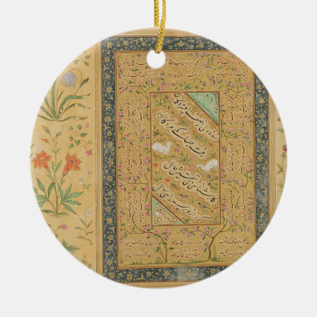 Calligraphy by the Iranian master Ali al-Mashhadi Ceramic Ornament (Front)