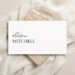 Calligraphy Chic Girly Minimalist White Business Card<br><div class="desc">In the landscape of professional networking, a business card is more than just a conduit for sharing contact information; it’s a tangible extension of your brand. Our dual-font minimalist business cards epitomize this blend of identity and elegance, tailored to resonate with small business owners, hair stylists, makeup artists, consultants, and...</div>