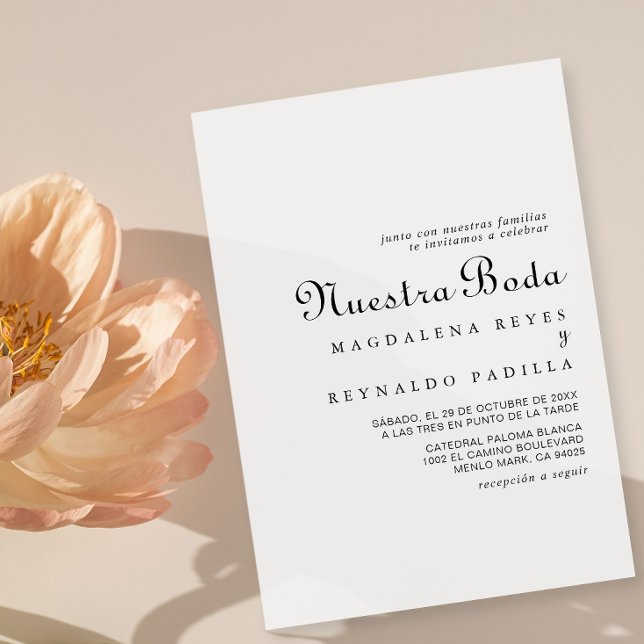 Calligraphy Classic Minimalist Nuestra Boda Invitation (Creator Uploaded)