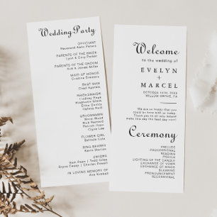 Calligraphy Classic Minimalist Timeline Wedding  Program