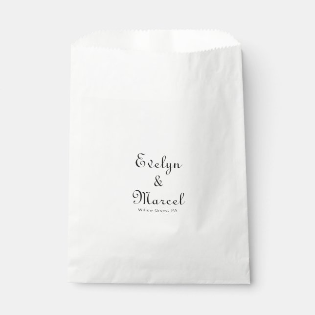 Calligraphy Classic Minimalist Wedding Favour Bag (Front)