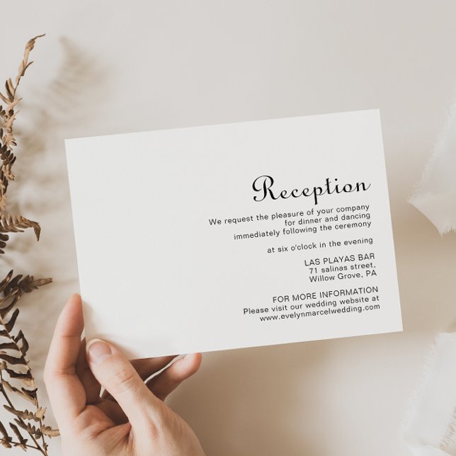 Calligraphy Classic Minimalist Wedding Reception   Enclosure Card (Creator Uploaded)