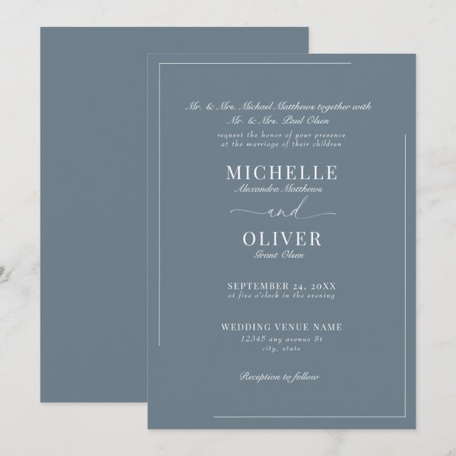 Calligraphy Classic Modern Wedding invitations (Front/Back)