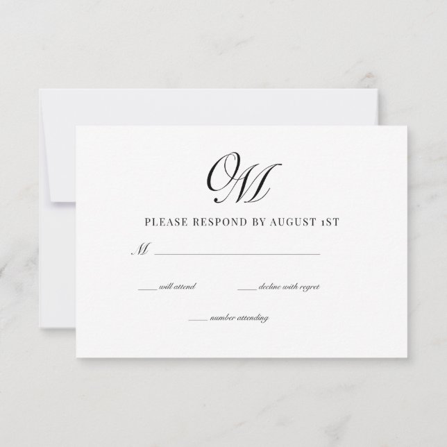 Calligraphy Classic Modern Wedding RSVP Card (Back)