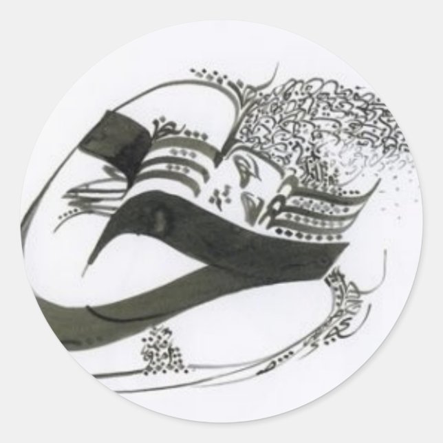 calligraphy classic round sticker (Front)