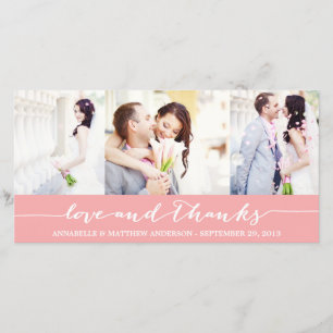 CALLIGRAPHY COLLAGE WEDDING THANK YOU PHOTO CARD