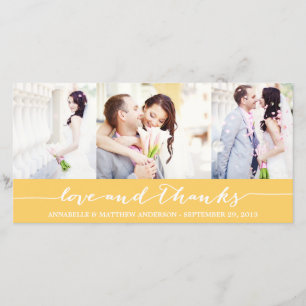 CALLIGRAPHY COLLAGE WEDDING THANK YOU PHOTO CARD