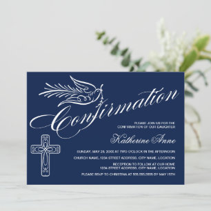 Calligraphy Confirmation with Cross and Dove Invitation