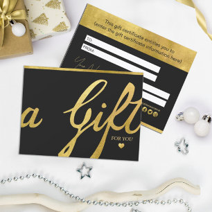 Calligraphy Custom Gold Foil Gift Certificate