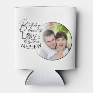 Calligraphy Custom Photo Birthday For Nephew Can Cooler